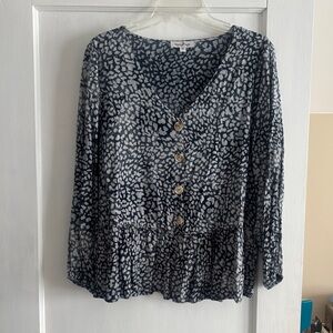 Elegant Black and White Button-Up Blouse